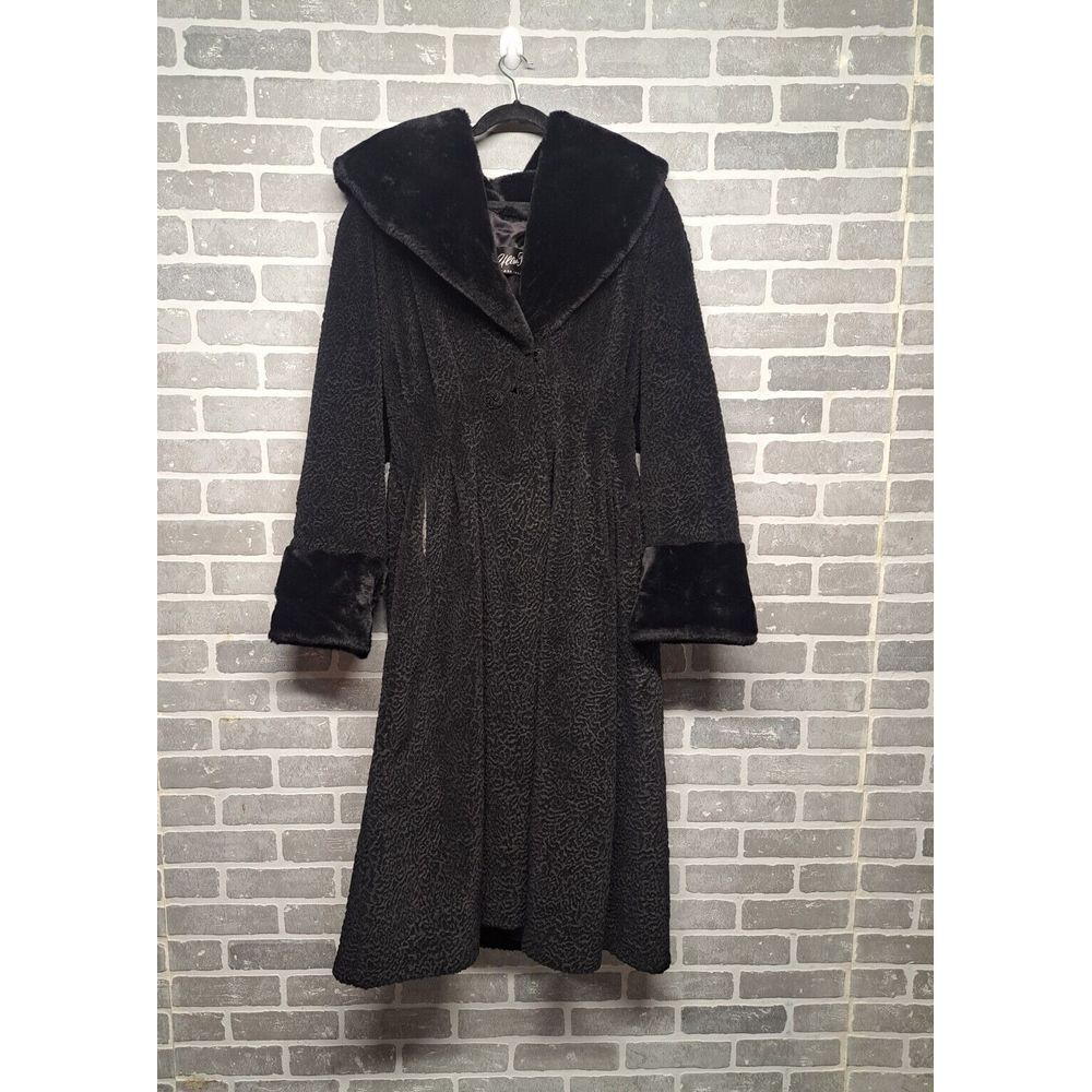 Vintage‎ Ultra Fur Made in Usa Black Length Coat Waist Elastic Size Large